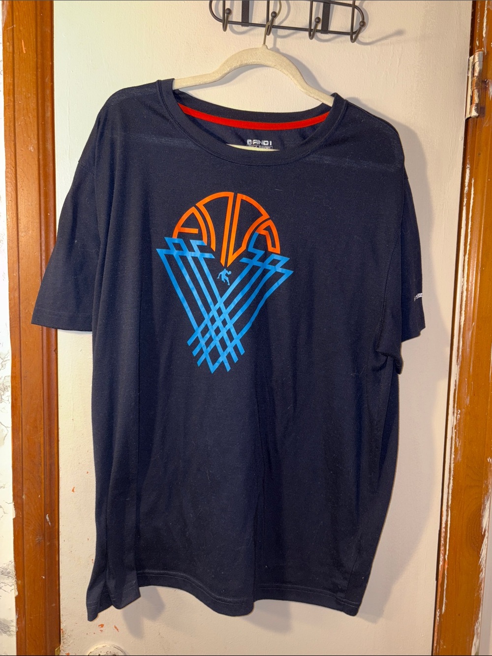 And 1 Blue Graphic Basketball Tee with Blue & Orange Design